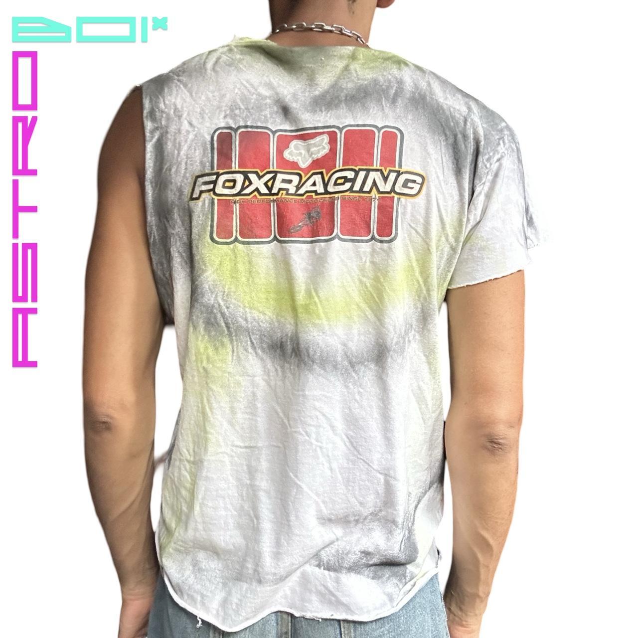 ASTROBOI* FOX RACING WHITE ASYMMETRIC AIR BRUSHED T-SHIRT _ LARGE