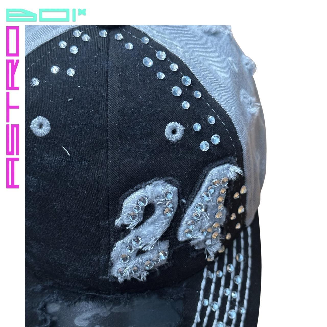 ASTROBOI* Y2K BLACK DISTRESSED BLING RACING HAT