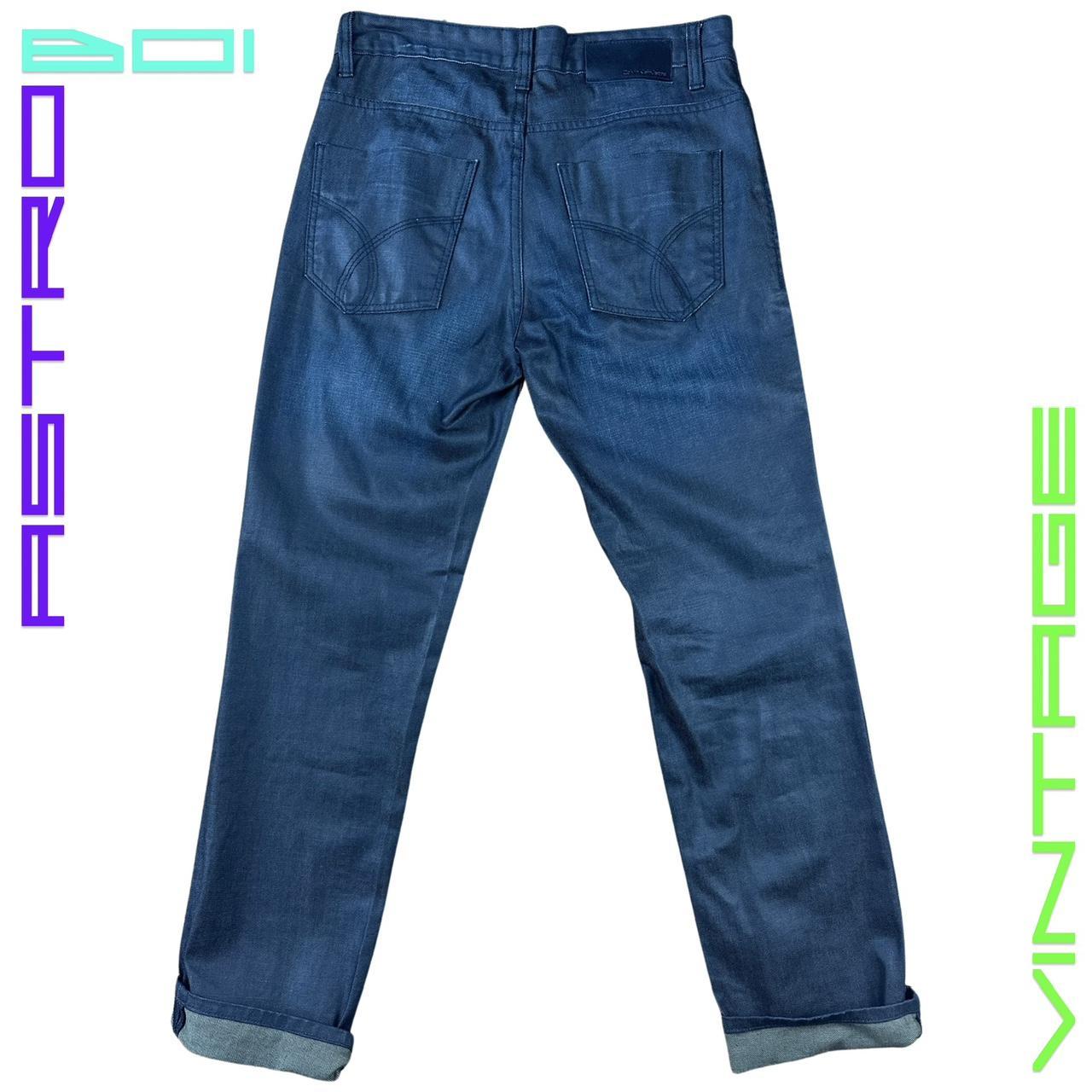 CALVIN KLEIN WAXED STRAIGHT LEG JEANS _ BLUE