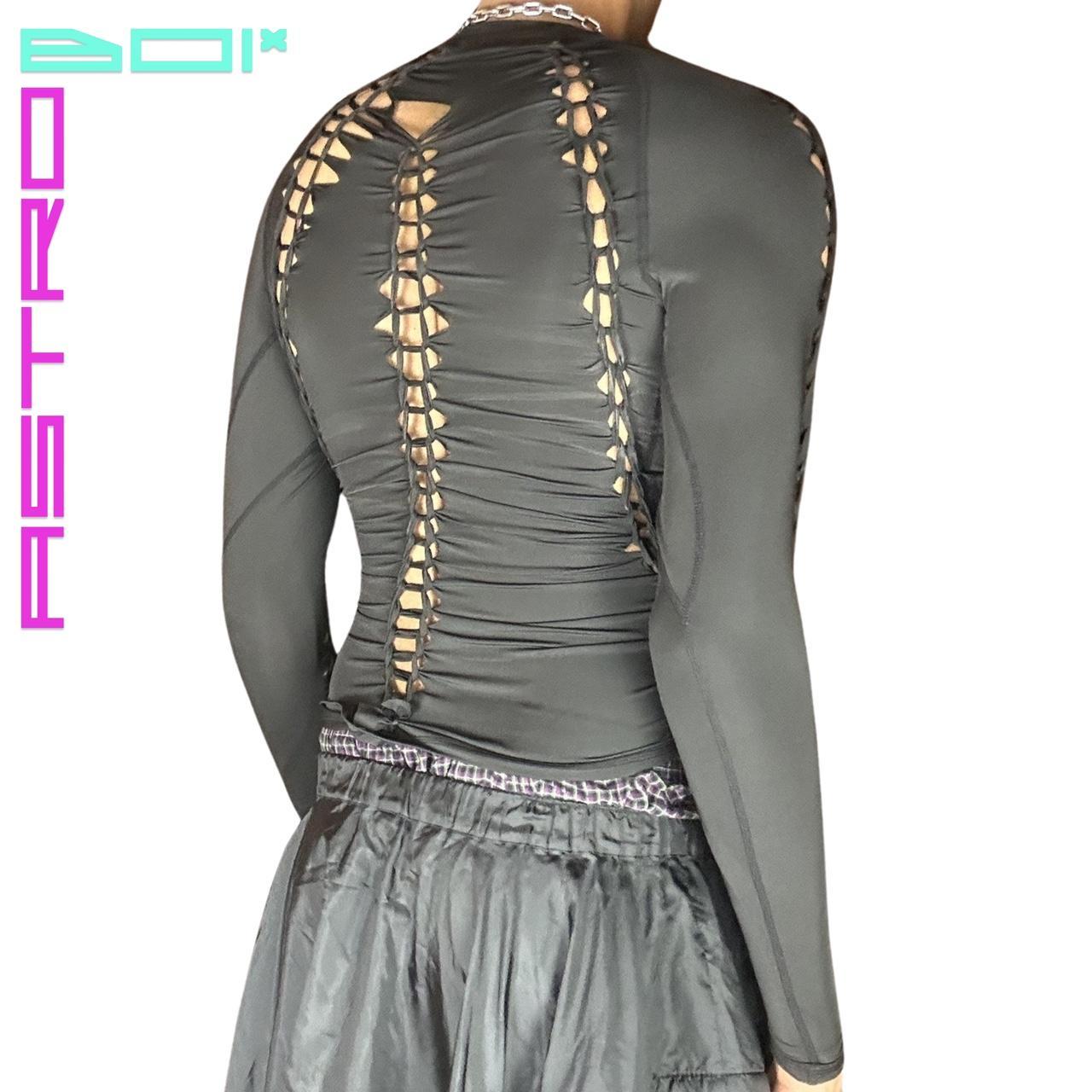 ASTROBOI* ASTRAL AURA BLACK BRAIDED LYCRA TOP _ LARGE