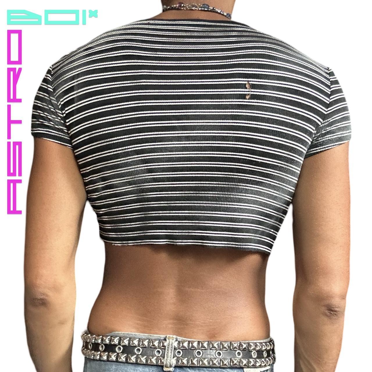 ASTROBOI* BEBE RHINESTONE BLACK STRIPED CROP TOP_ LARGE