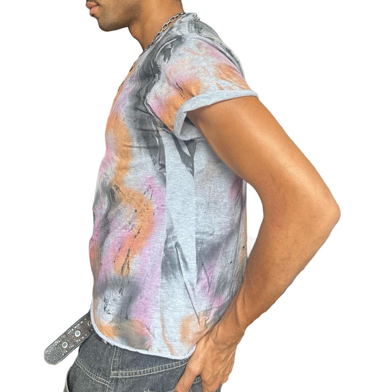 ASTROBOI* x Gildan 'Graffiti' Gray Painted Graphic T-shirt -  left