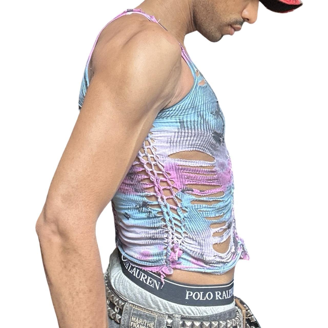 ASTROBOI* Blue and Pink Tie Dye Braided Twist Tank Top – right 
