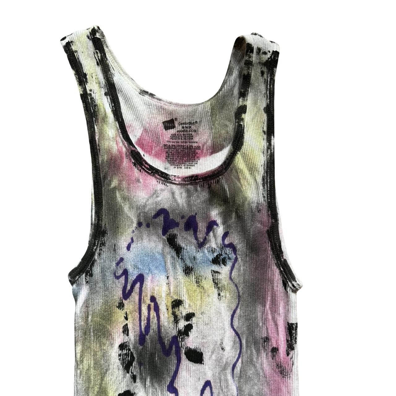 ASTROBOI* x Hanes 'Plum' White Graphic Print Tank Top - label 