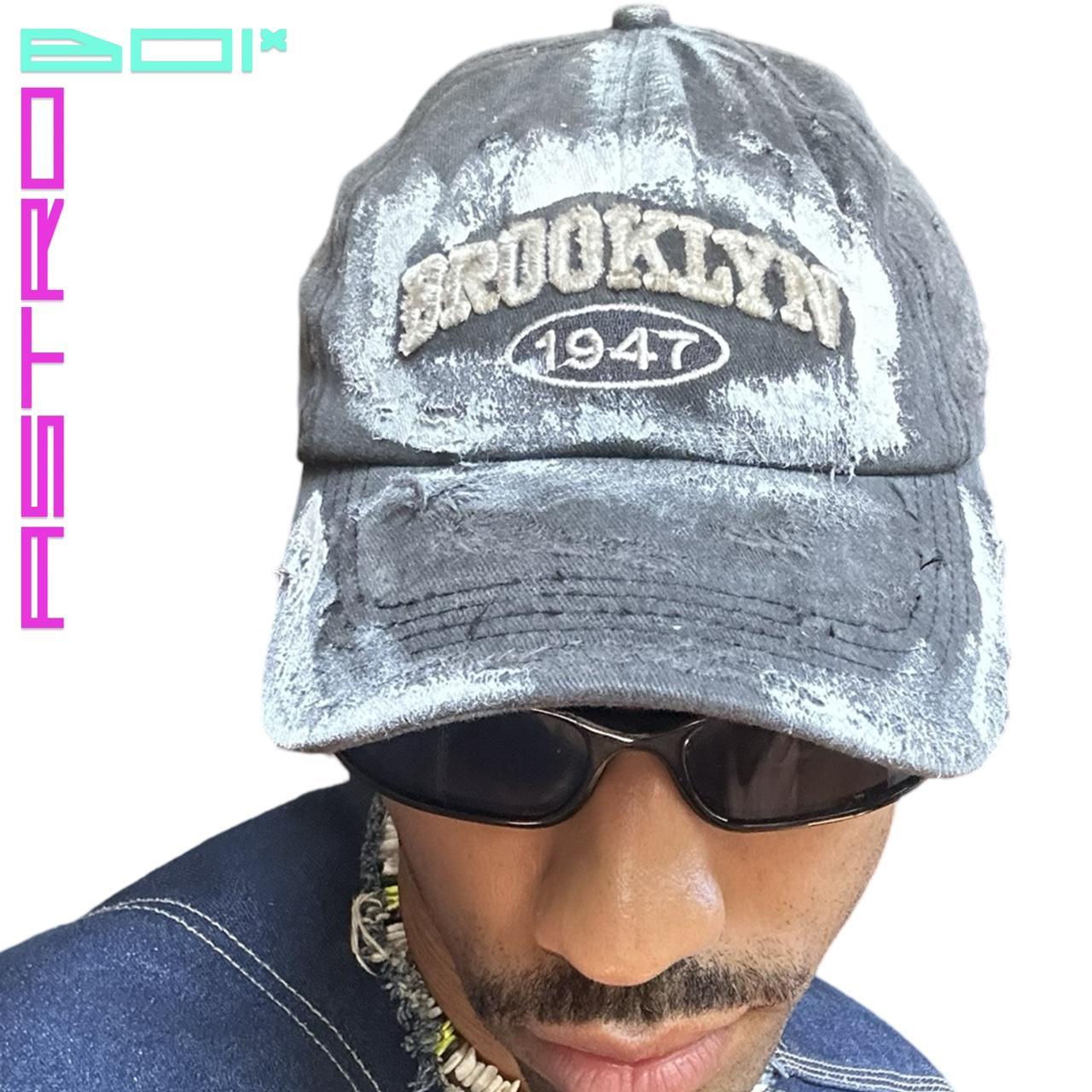 ASTROBOI* BROOKLYN DISTRESSED PAINTED BLACK BASEBALL CAP