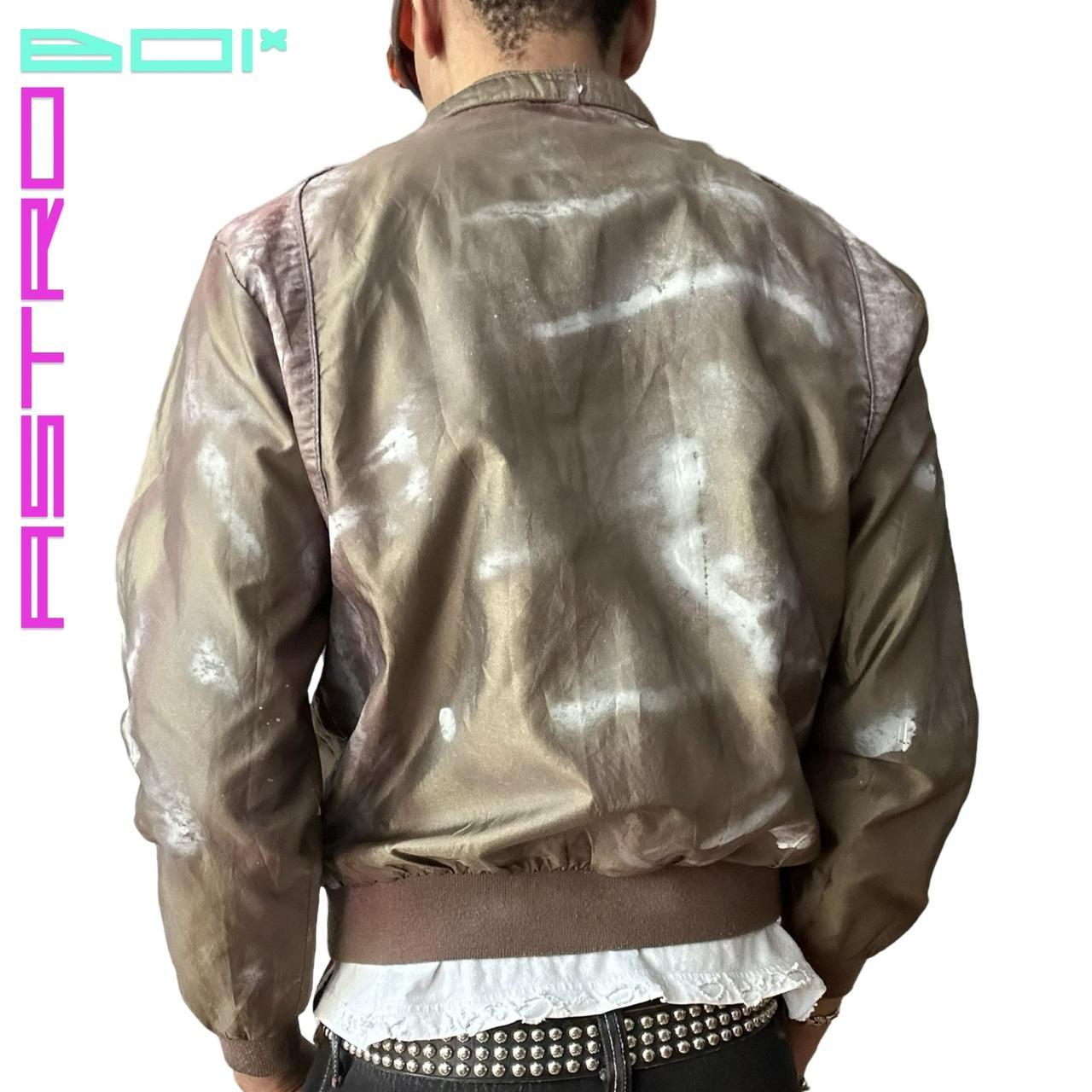 ASTROBOI* MEMBERS ONLY STYLE BRONZE WHITE PAINTED LIGHT JACKET _ MEDIUM