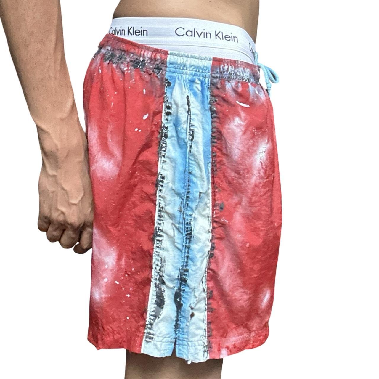 ASTROBOI* x Adidas Orange Nylon Rhinestone Grunge Shorts - right 