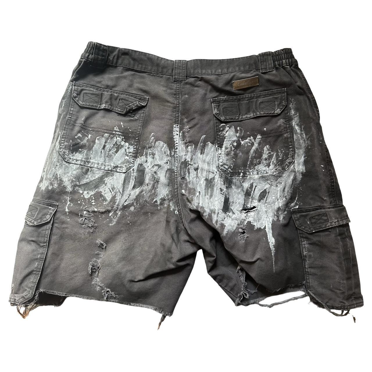 Cabelas Pained Faded Black Cargo Shorts - - back 