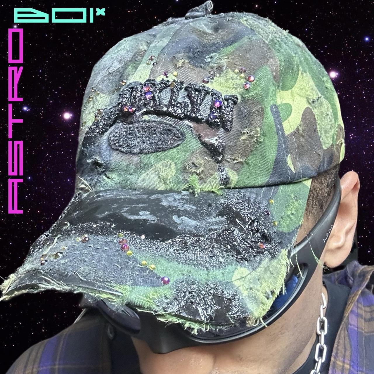 ASTROBOI* Brooklyn Y2K Green Camouflage Rhinestone Resin Hat