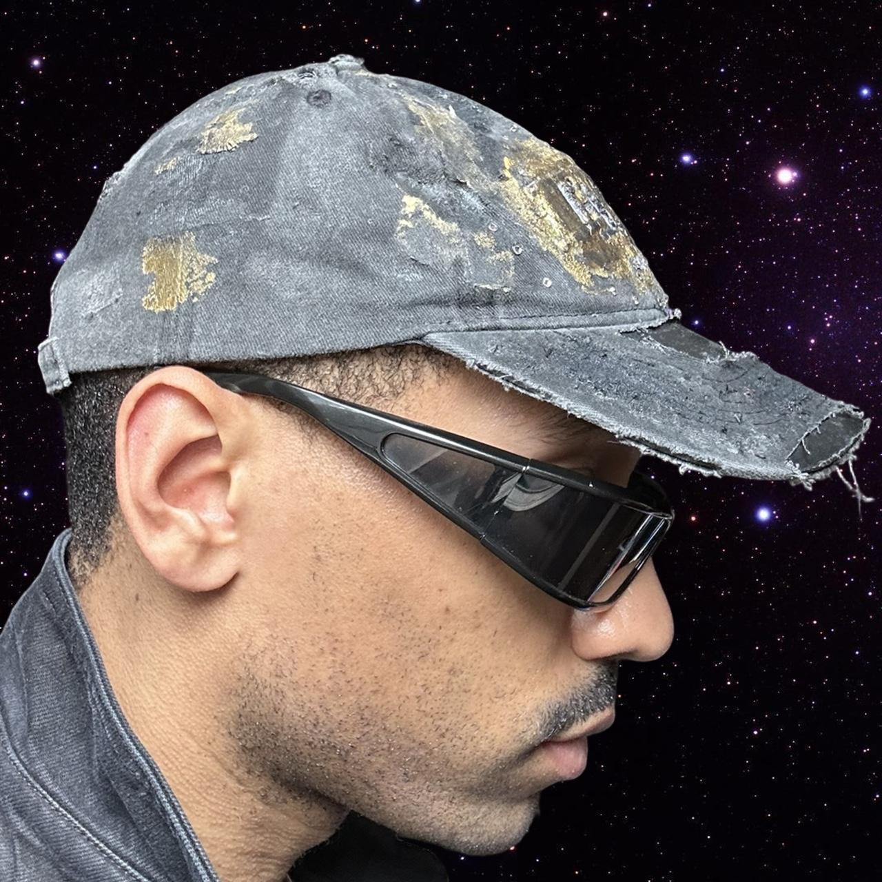 ASTROBOI* Brooklyn 'Gold Brick' Rhinestone Distressed Black Hat - right 