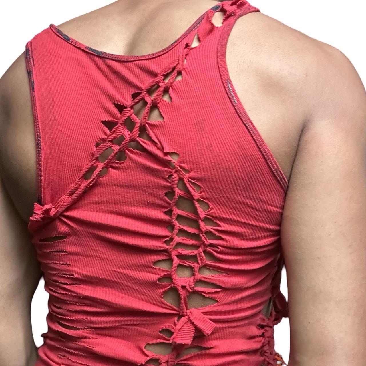 ASTROBOI* x Gildan 'Mars' Red Twist Braided Tank Top - back detail 