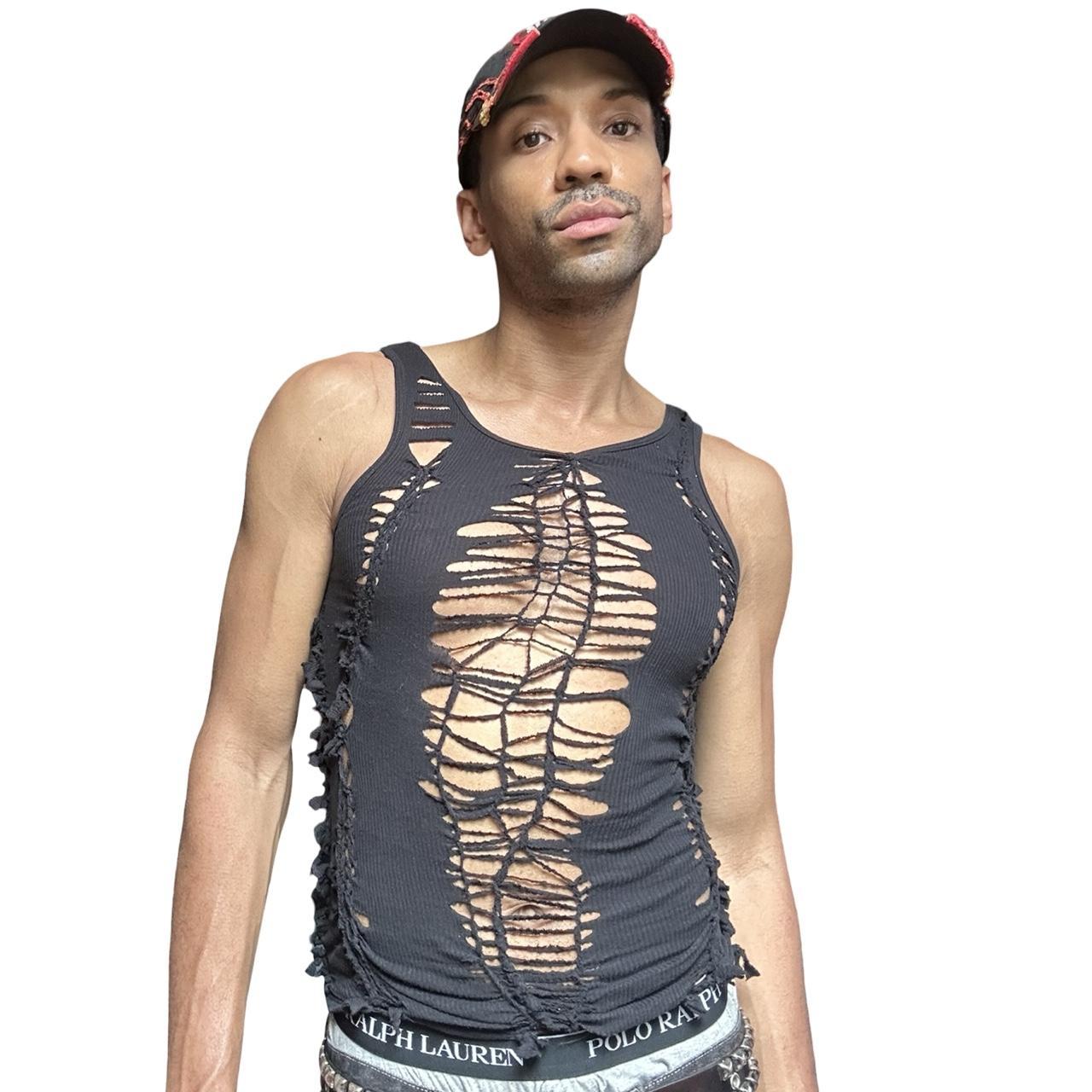 ASTROBOI* 'Lust' Black Braided Twist Tank Top – front 2