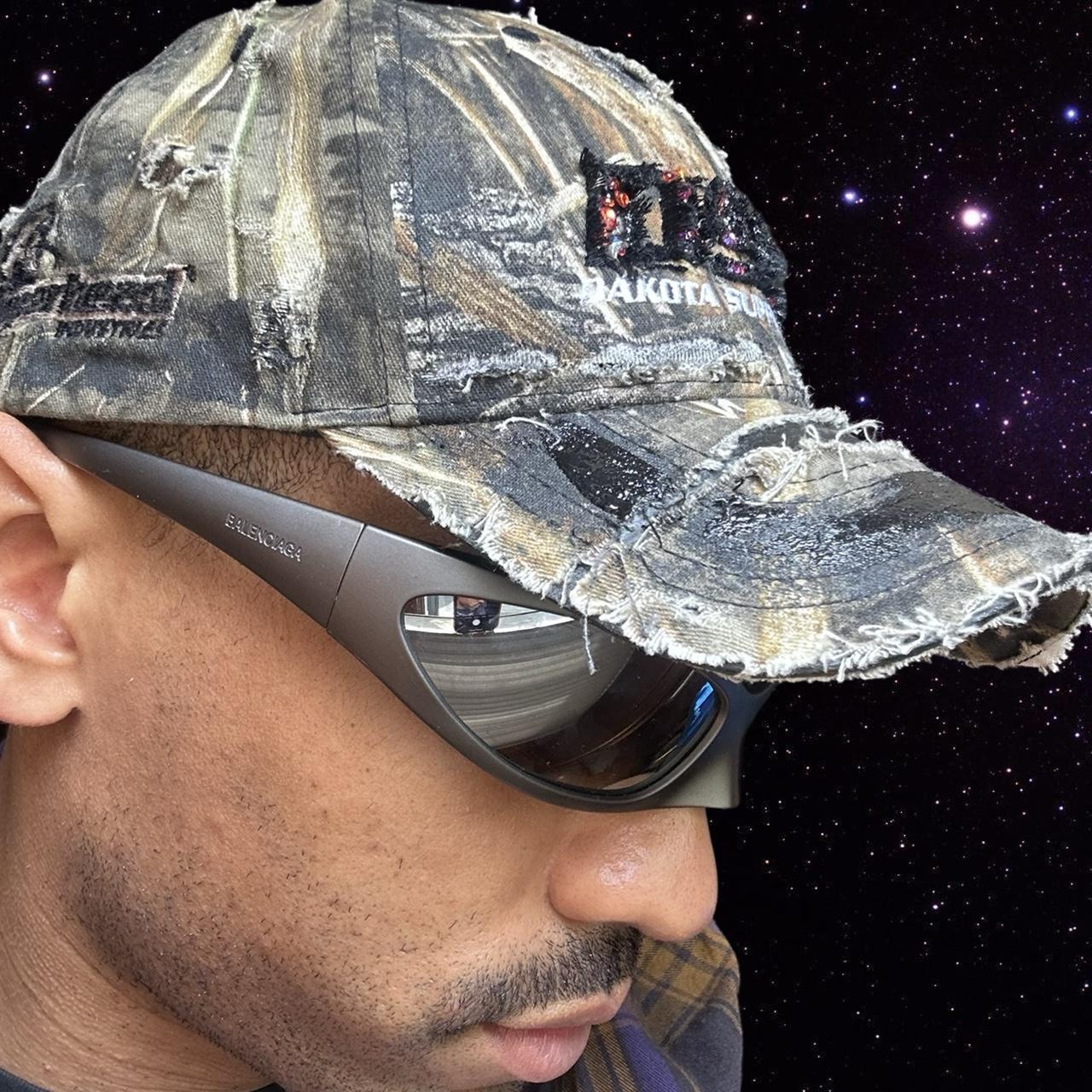 ASTROBOI* 'DSG' Brown Camouflage Pierced Rhinestone Hat - right 