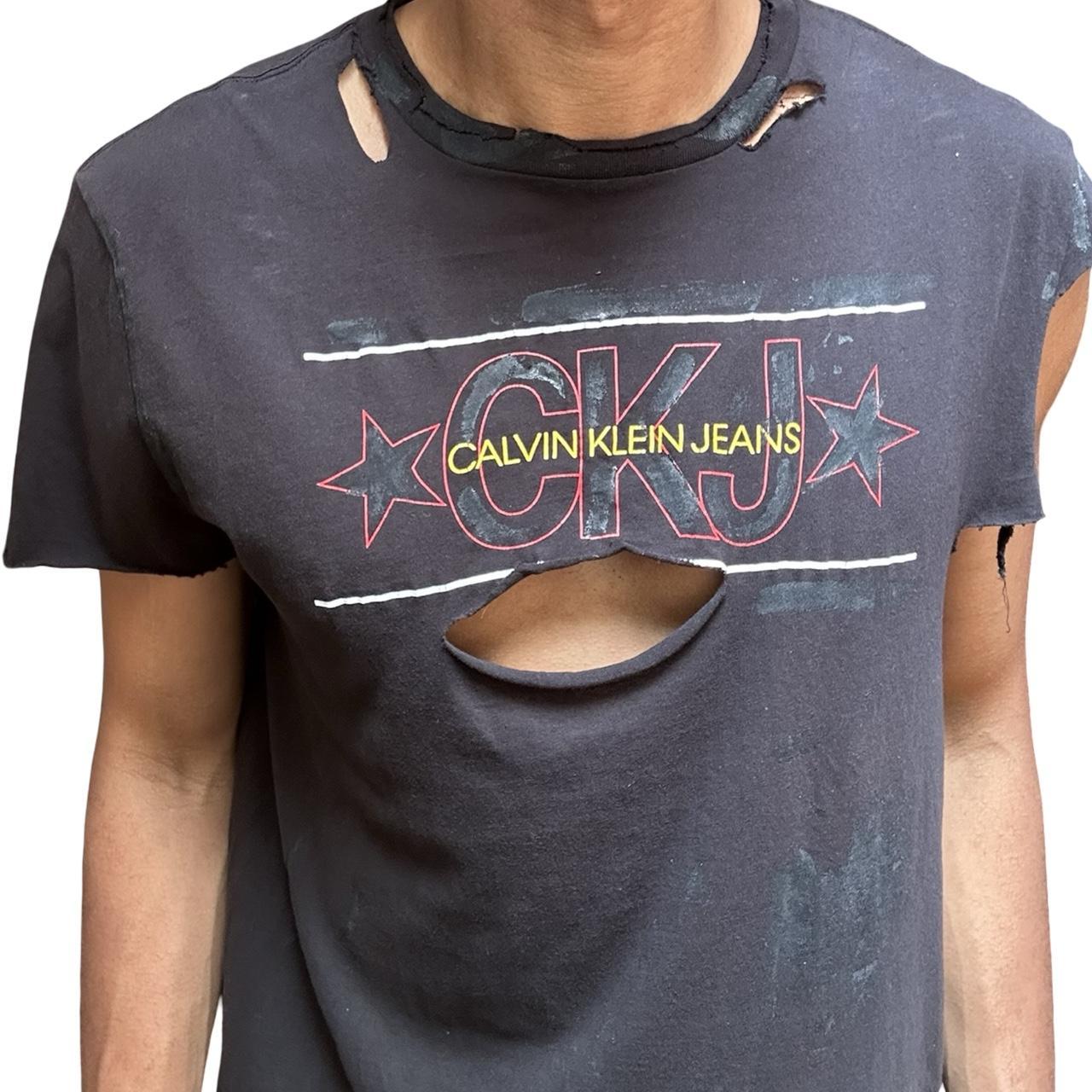 ASTROBOI* CK Jeans Black Asymmetric Logo T-shirt - logo 