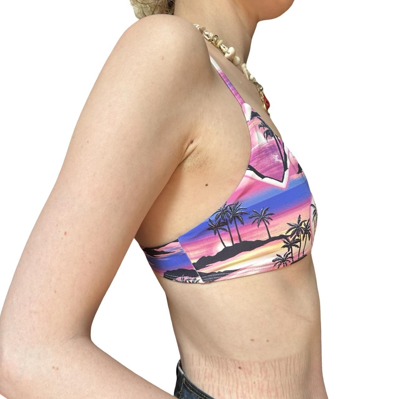 Frankies Bikinis Pink Y2K Hawaiian Sunset Bikini Top - right 