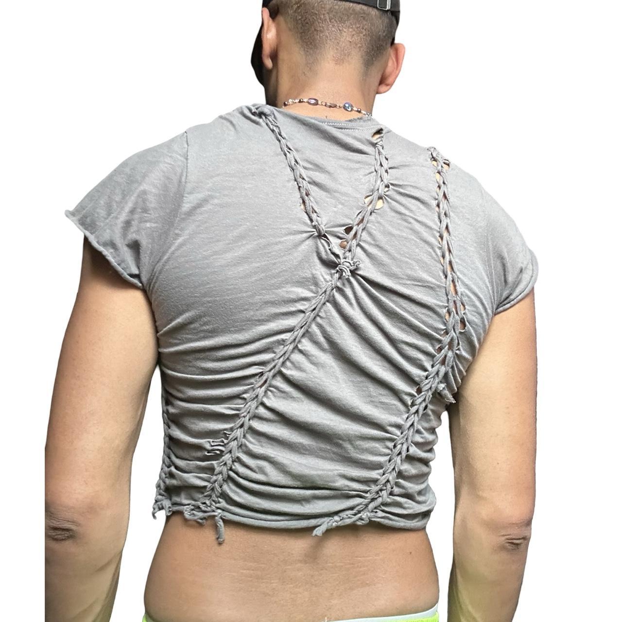 ASTROBOI* 'Basics' Gray Braided Paint Twist T-shirt -  back