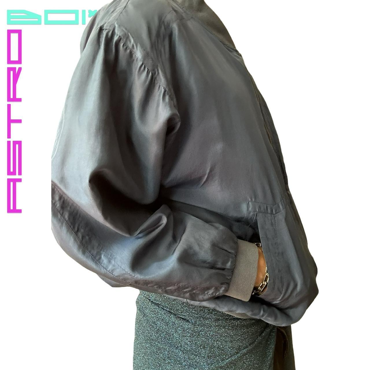 VINTAGE BLUE SILK OVERSIZED BOMBER JACKET _ XL