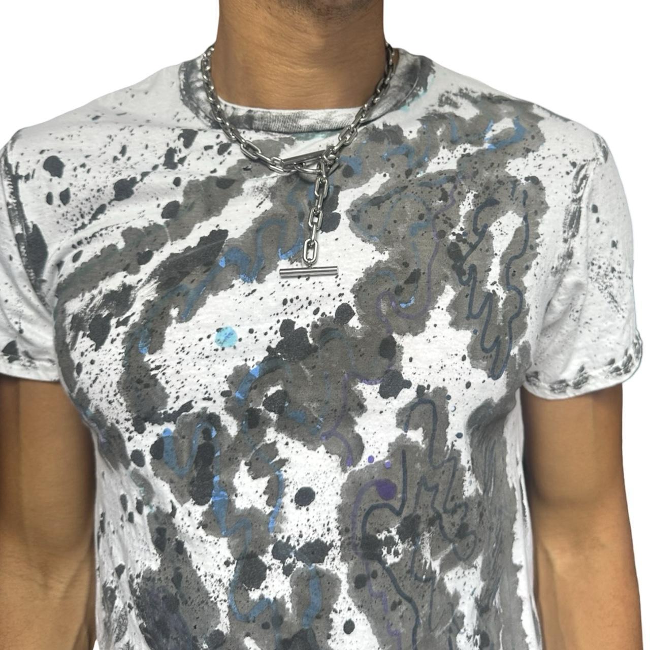 ASTROBOI* x Gildan 'Hidden Messages' White Painted Graphic T-shirt -  front detail 