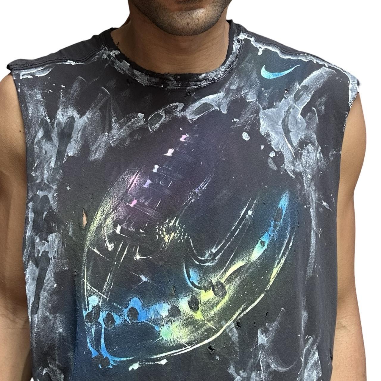 ASTROBOI* x Nike Celestial Navy Football Graphic Sleeveless Muscle Shirt – front detail