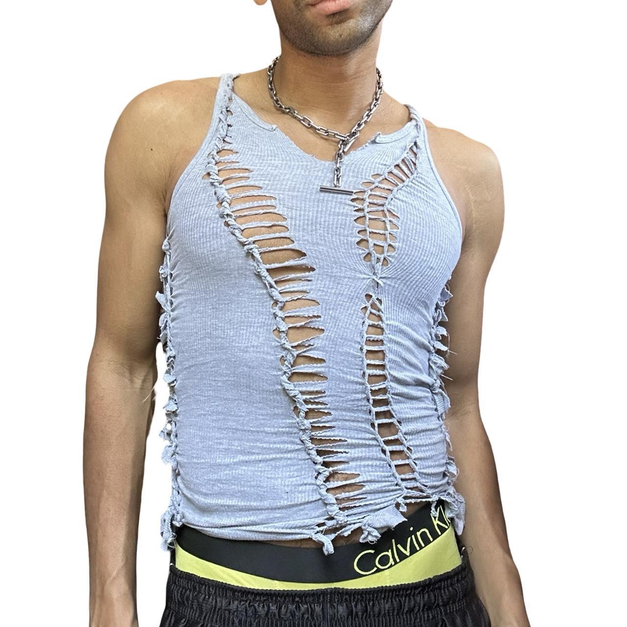 ASTROBOI*&nbsp;'Diagonals' Gray Twist Braided Tank Top – front 3