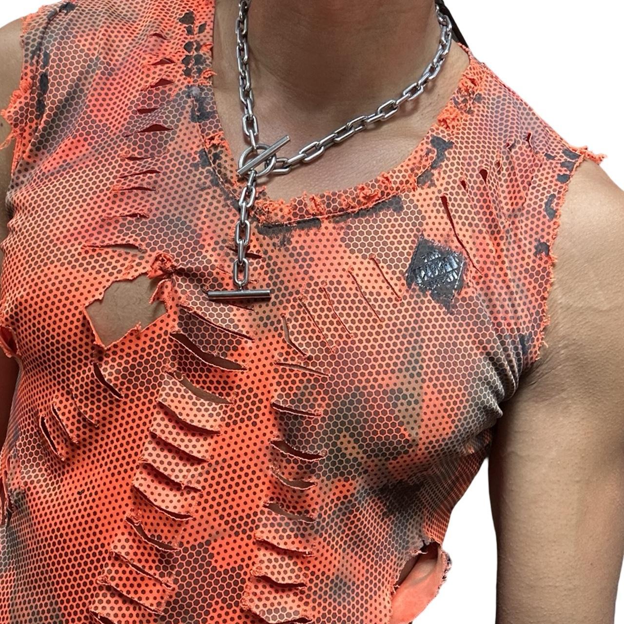 ASTROBOI* Home Depot Blaze Orange Grunge Camo Tank Top - front detail 