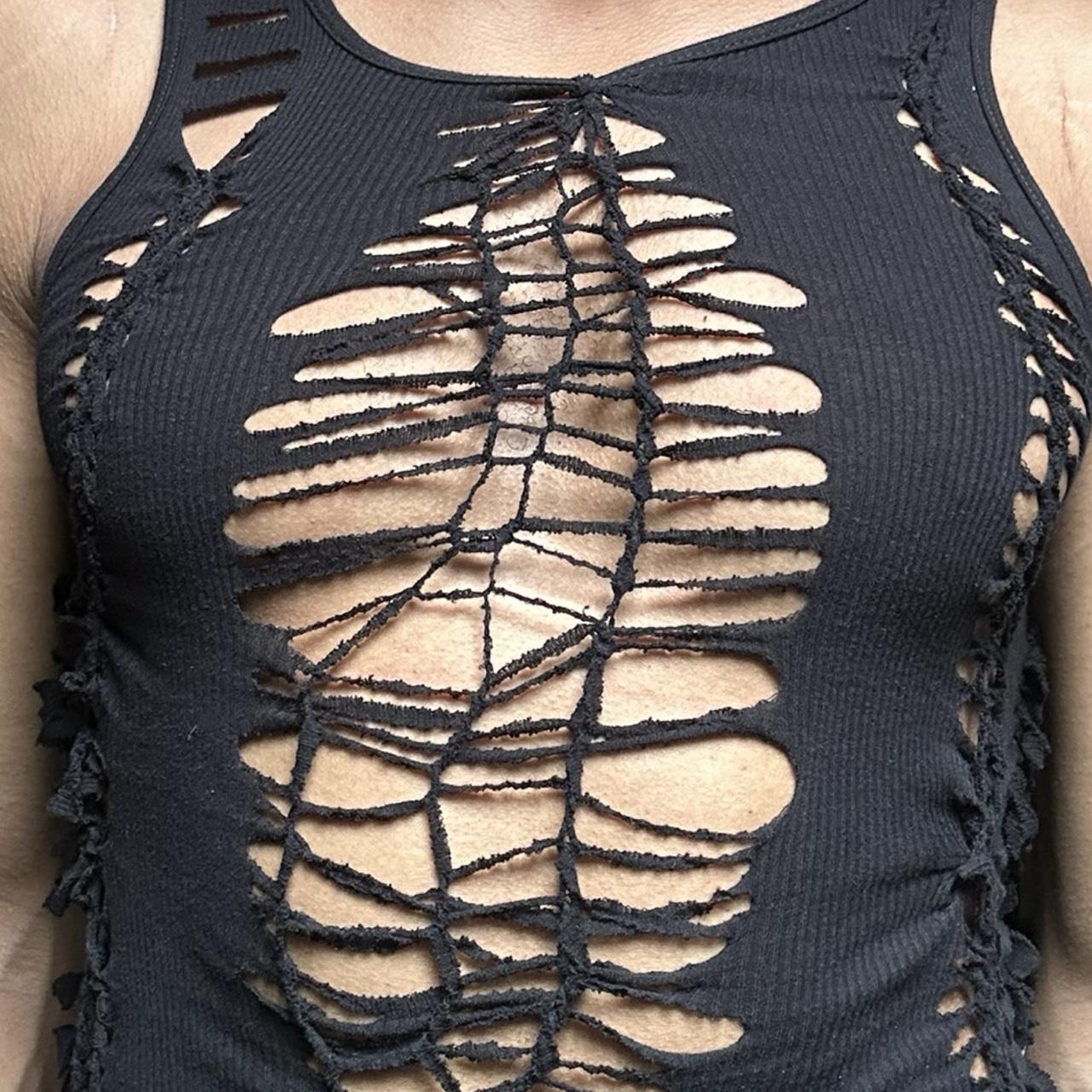 ASTROBOI* 'Lust' Black Braided Twist Tank Top – front detail 