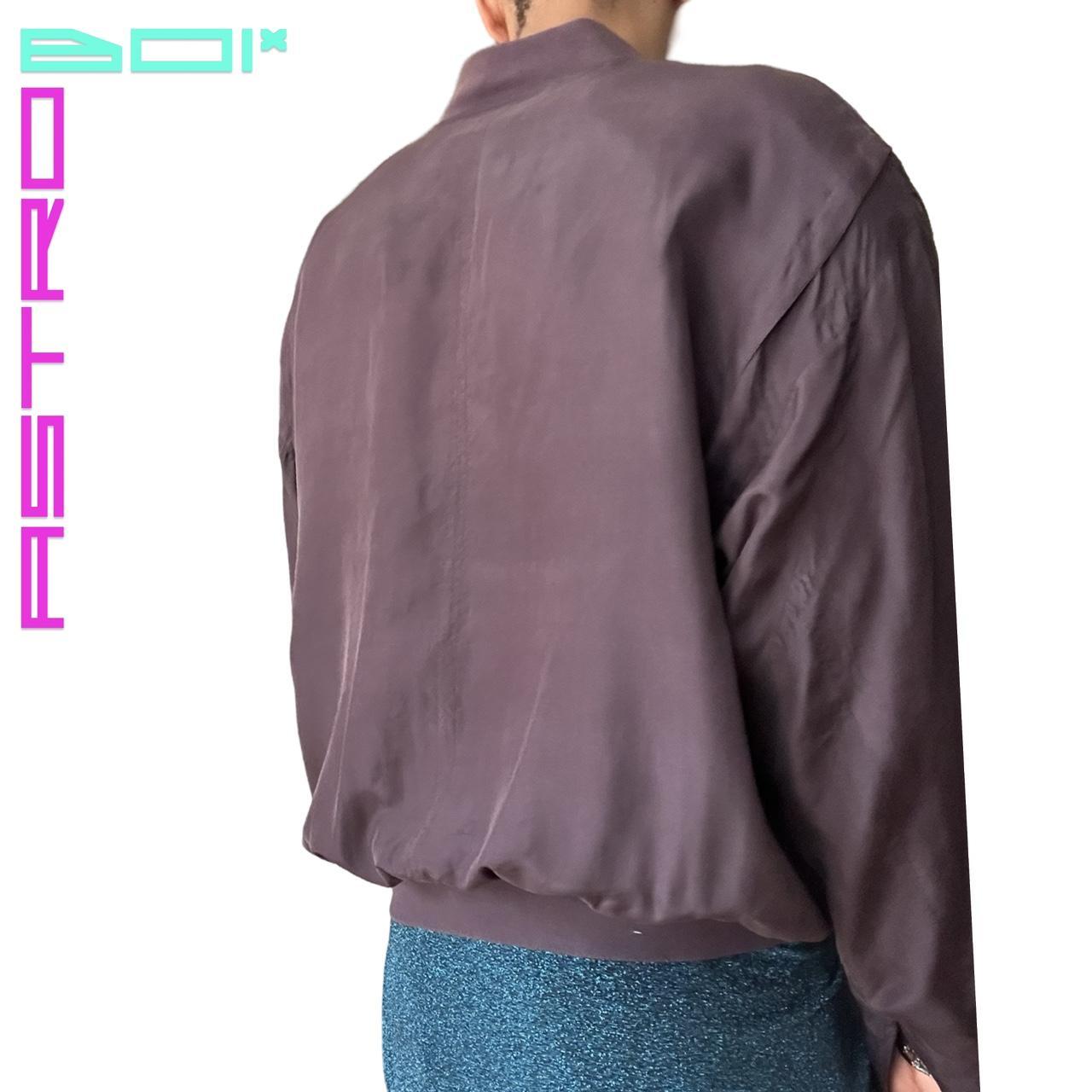 VINTAGE PURPLE SILK OVERSIZED SPRING BOMBER JACKET _ XL