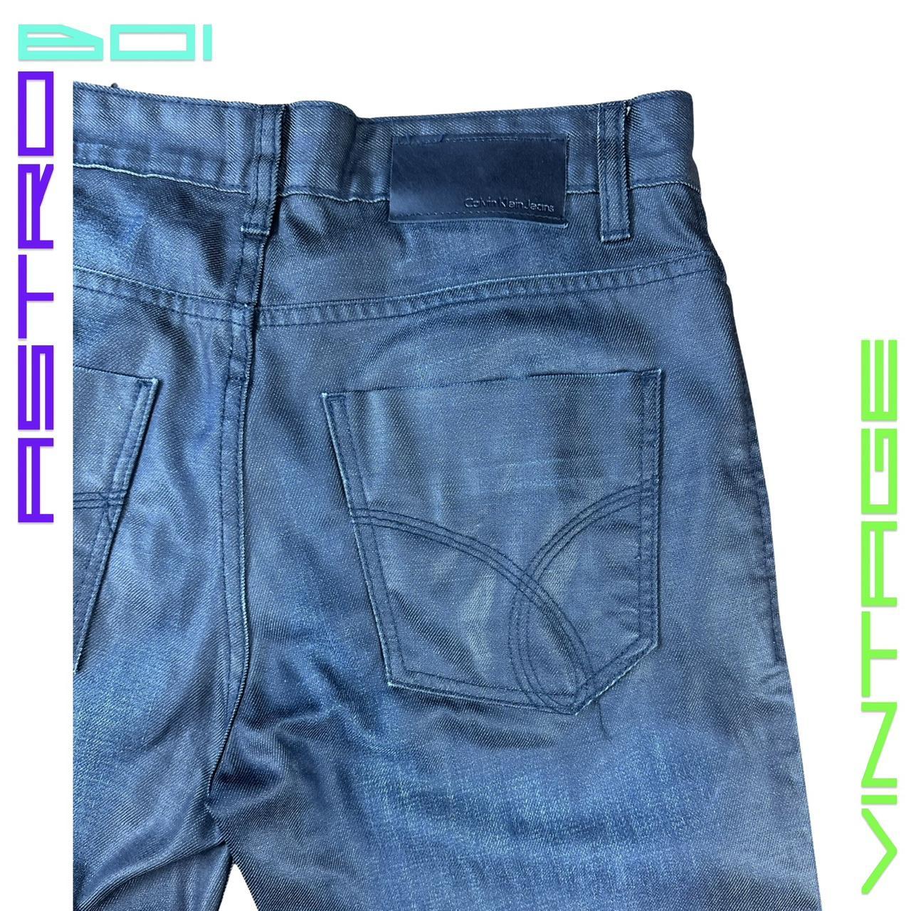 CALVIN KLEIN WAXED STRAIGHT LEG JEANS _ BLUE