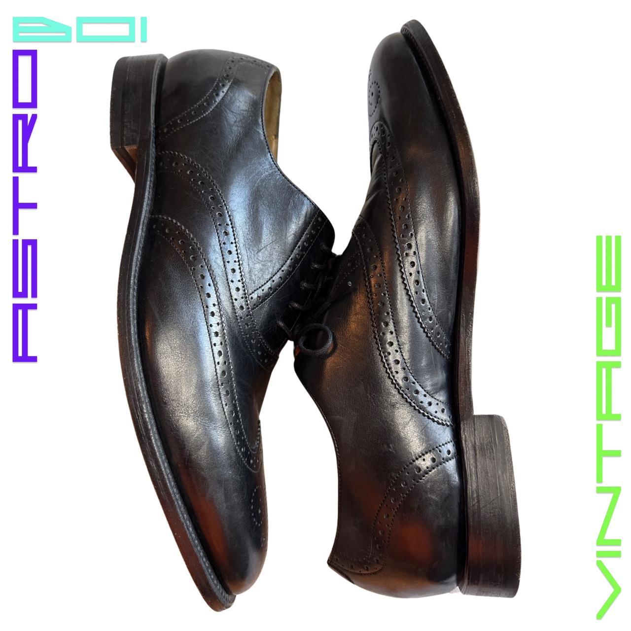 VINTAGE FLORSHEIM LEATHER WING TIPS_ BLACK_ SIZE 12