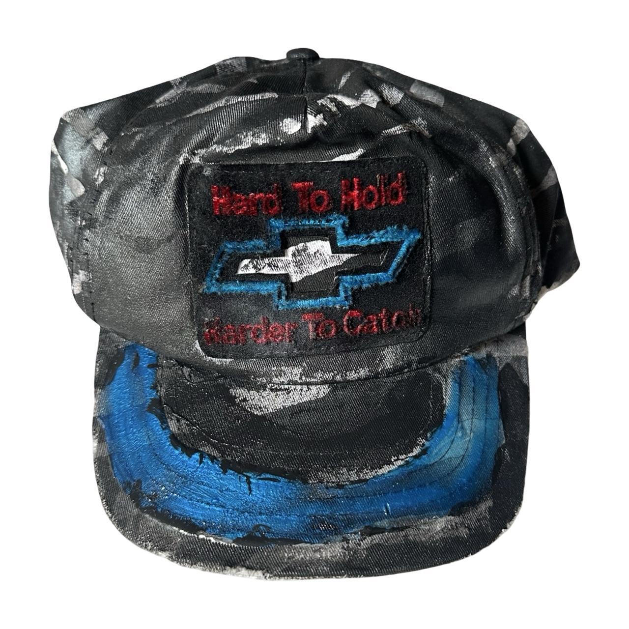 ASTROBOI* x Chevrolet Black &amp; White Distressed Zebra Print Hat - flat front 