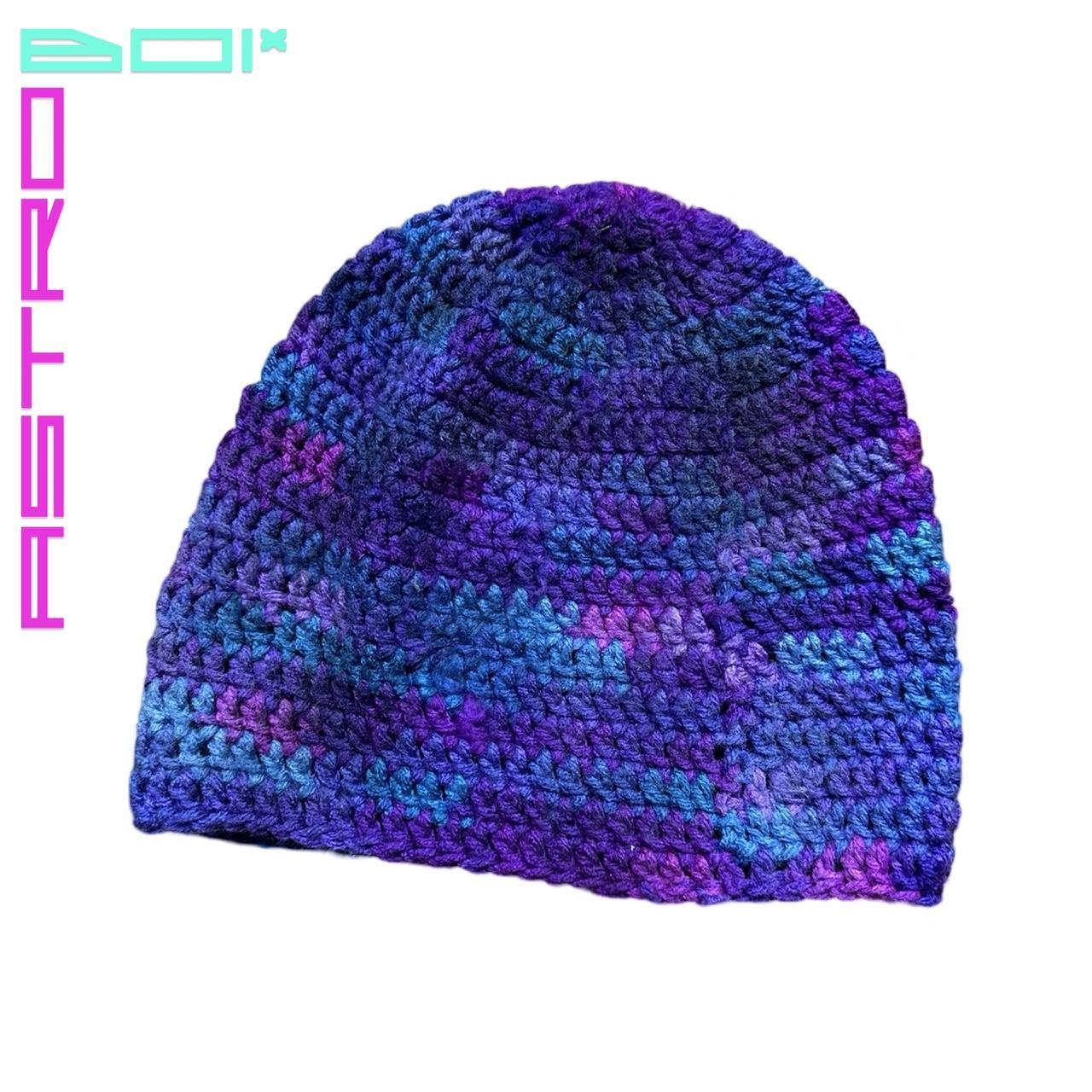 ASTROBOI* 'HELLO GMA' PURPLE SPECKLED RHINESTONE KNIT BEANIE