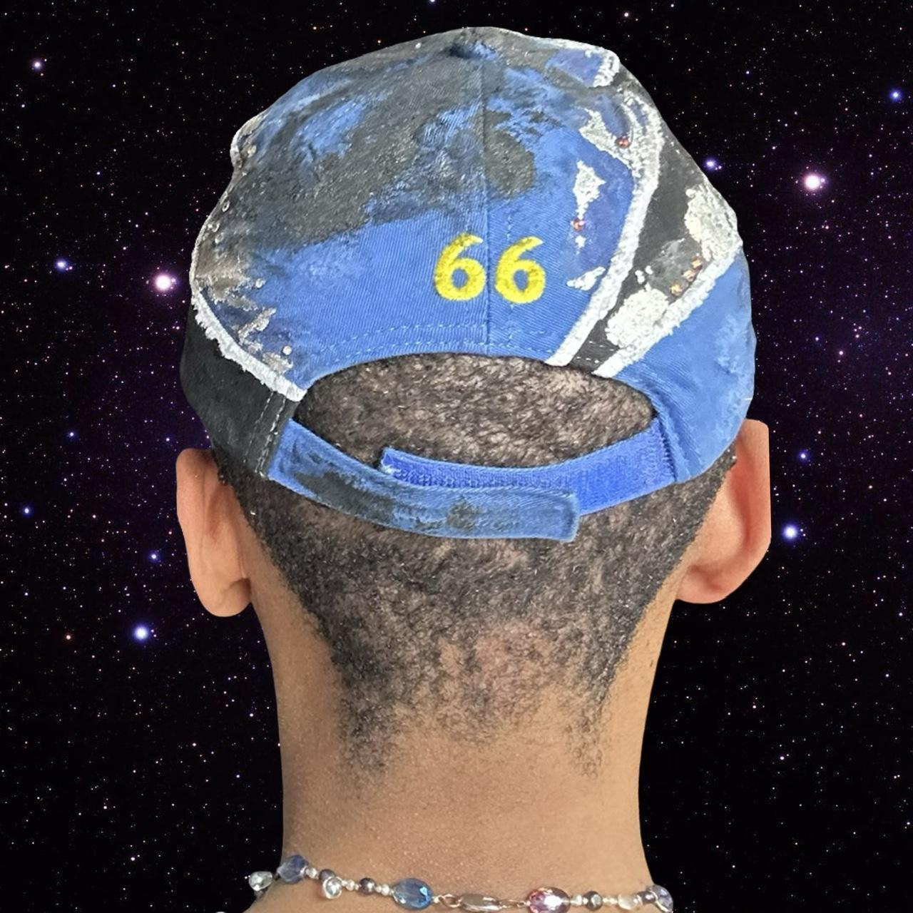 ASTROBOI* 'Racing' Black & Blue Distressed Rhinestone Hat  - back 