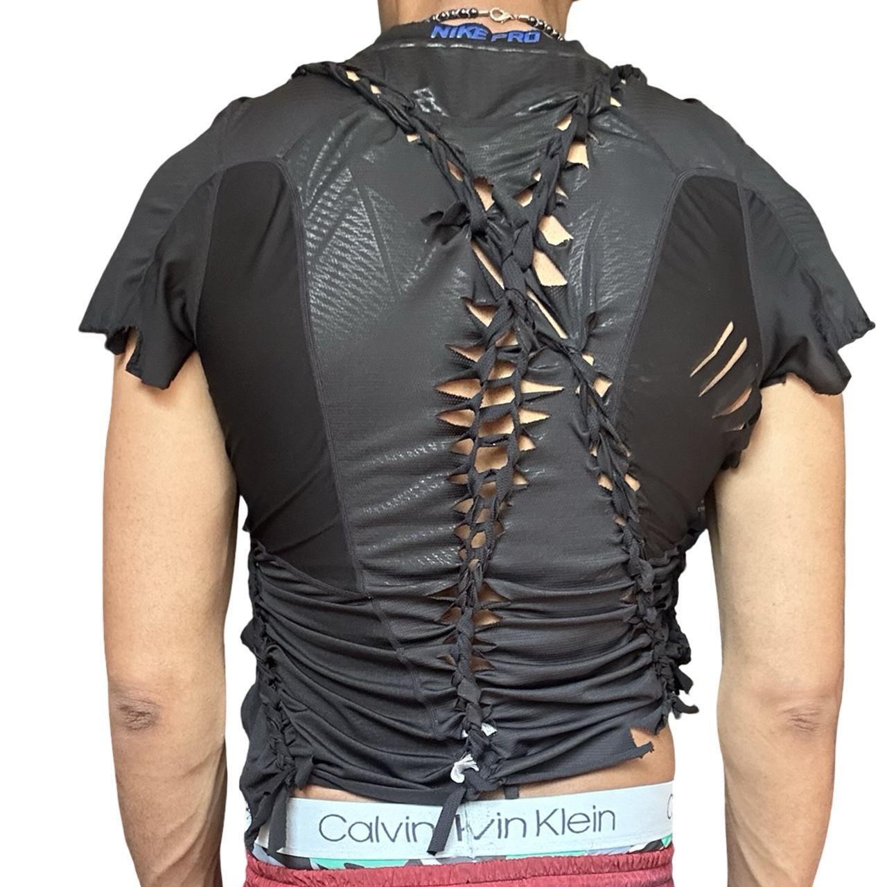 ASTROBOI* Nike Black/Blue Futuristic Twist Braided T-Shirt  - back 2