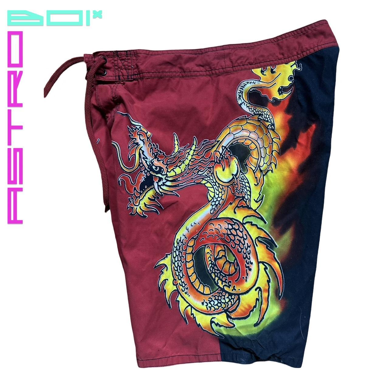 Vintage Phys.sci Orange Dragon Swim Shorts - 30"