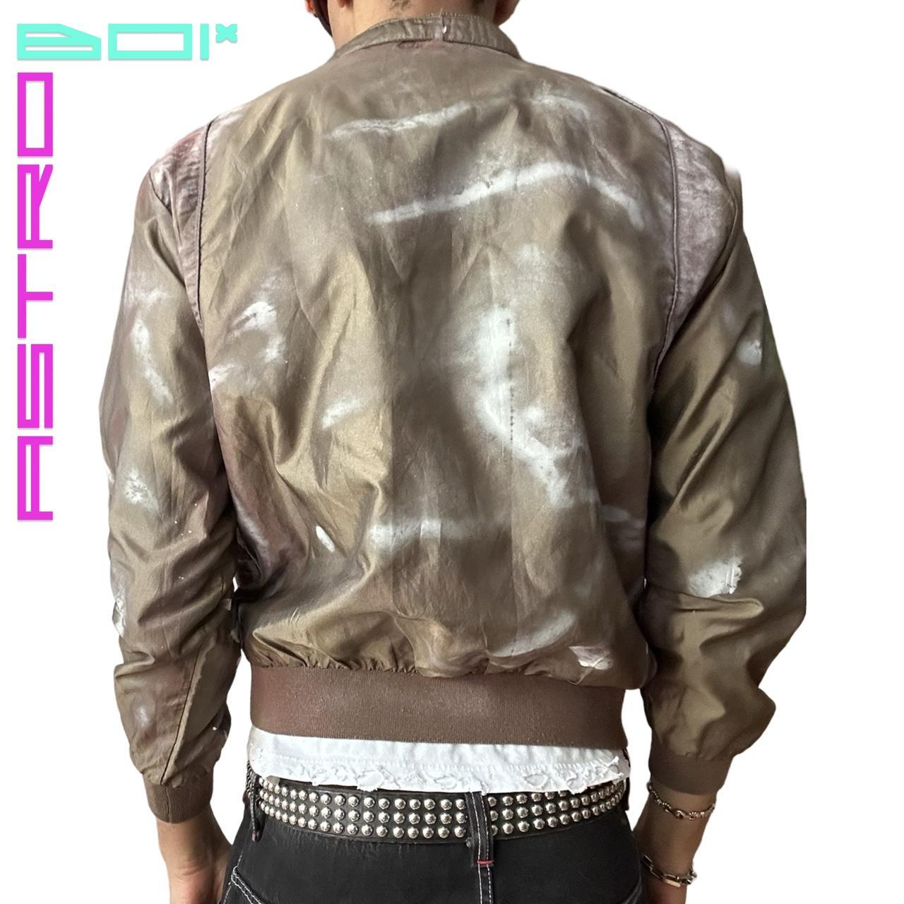 ASTROBOI* MEMBERS ONLY STYLE BRONZE WHITE PAINTED LIGHT JACKET _ MEDIUM