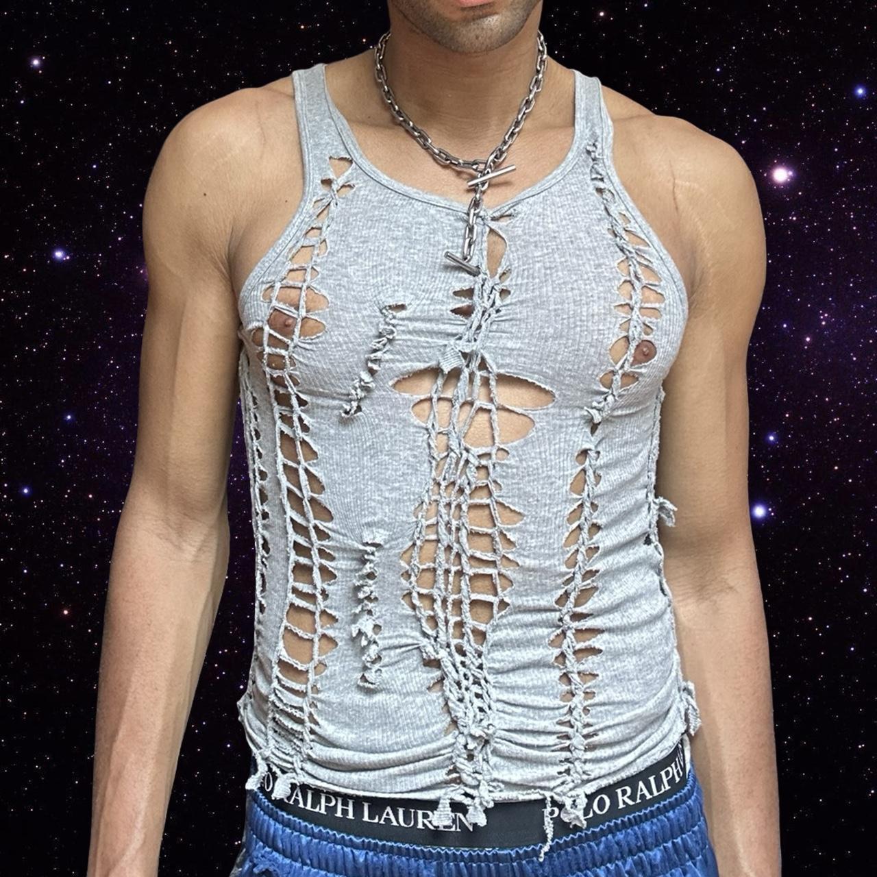 ASTROBOI* 'Ash' Gray Twist Braided Tank Top – front 3