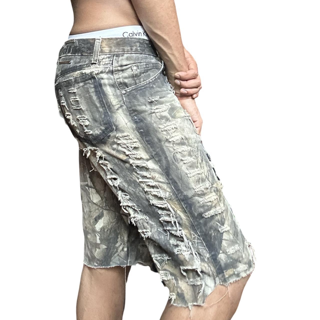 ASTROBOI*  Brown RealTree Camo Grunge Ripped Shorts - right 