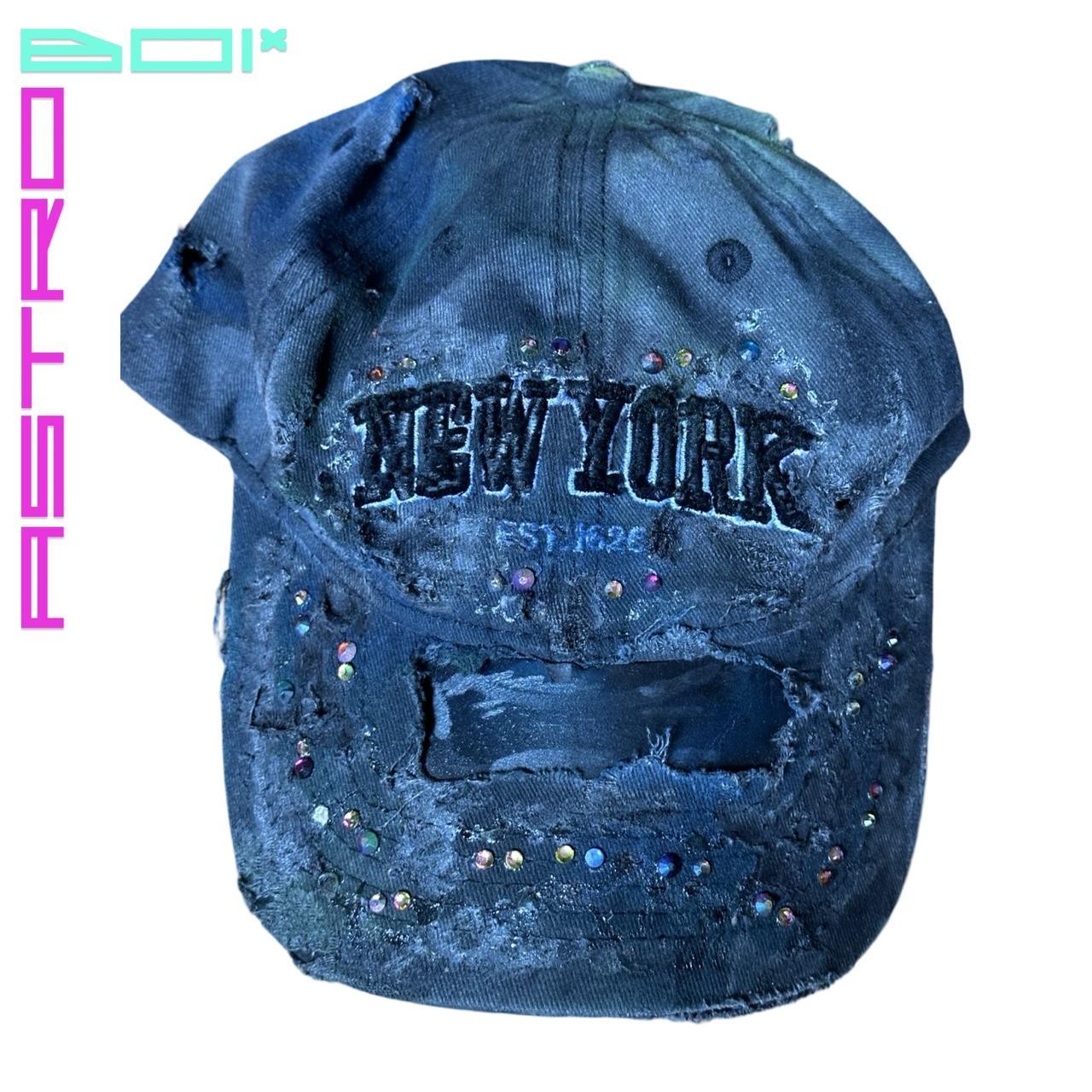 ASTROBOI* 'COSMOS' NEW YORK DISTRESSED BLACK RHINESTONE HAT