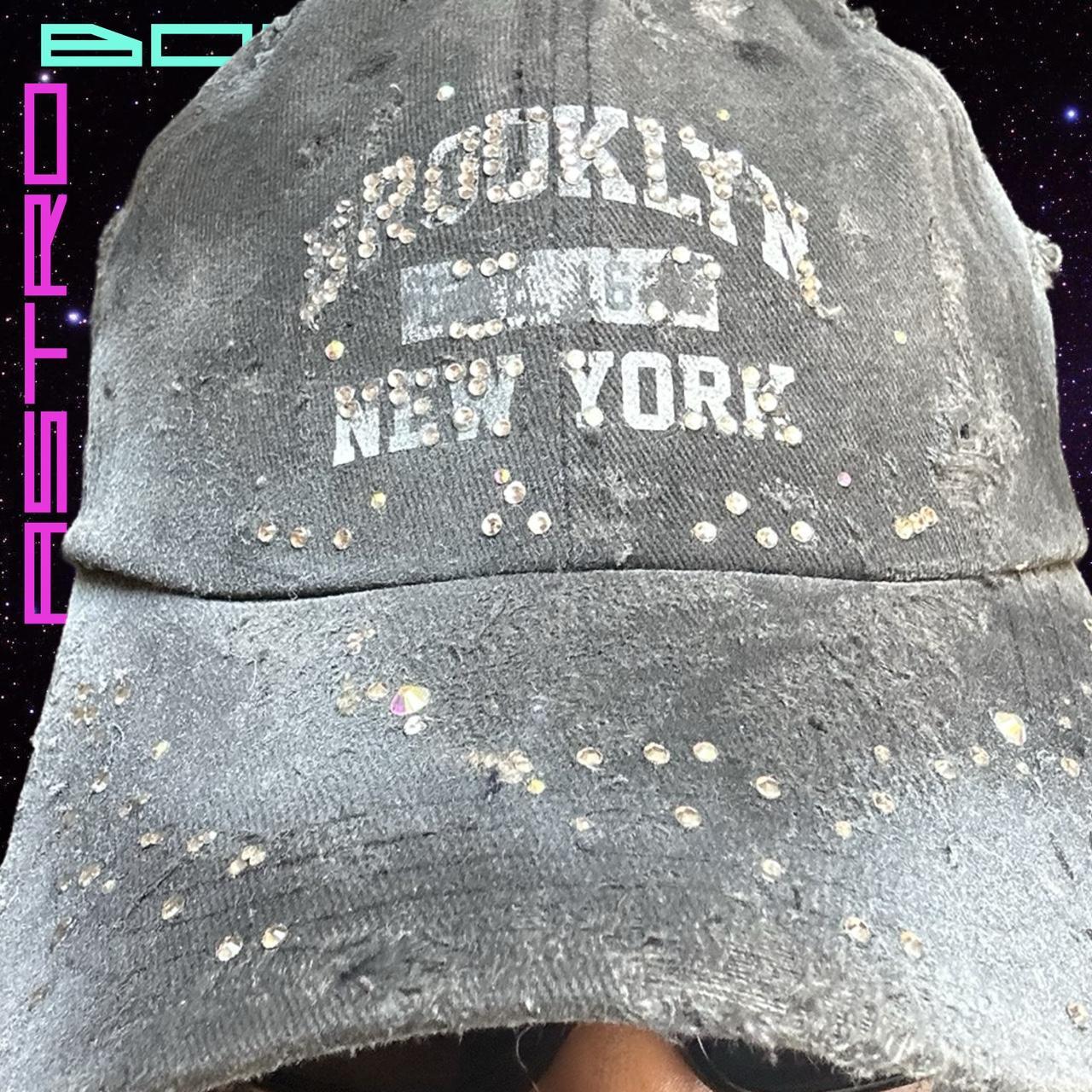 ASTROBOI* BROOKLYN NY DISTRESSED RHINESTONE BLACK HAT