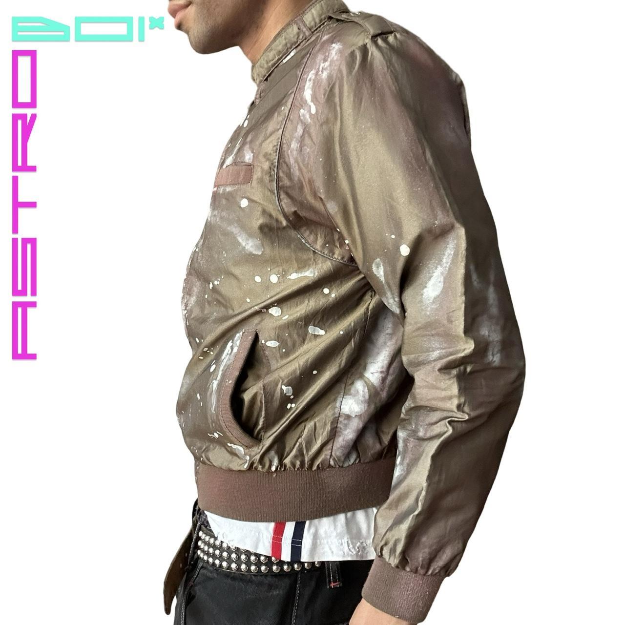 ASTROBOI* MEMBERS ONLY STYLE BRONZE WHITE PAINTED LIGHT JACKET _ MEDIUM