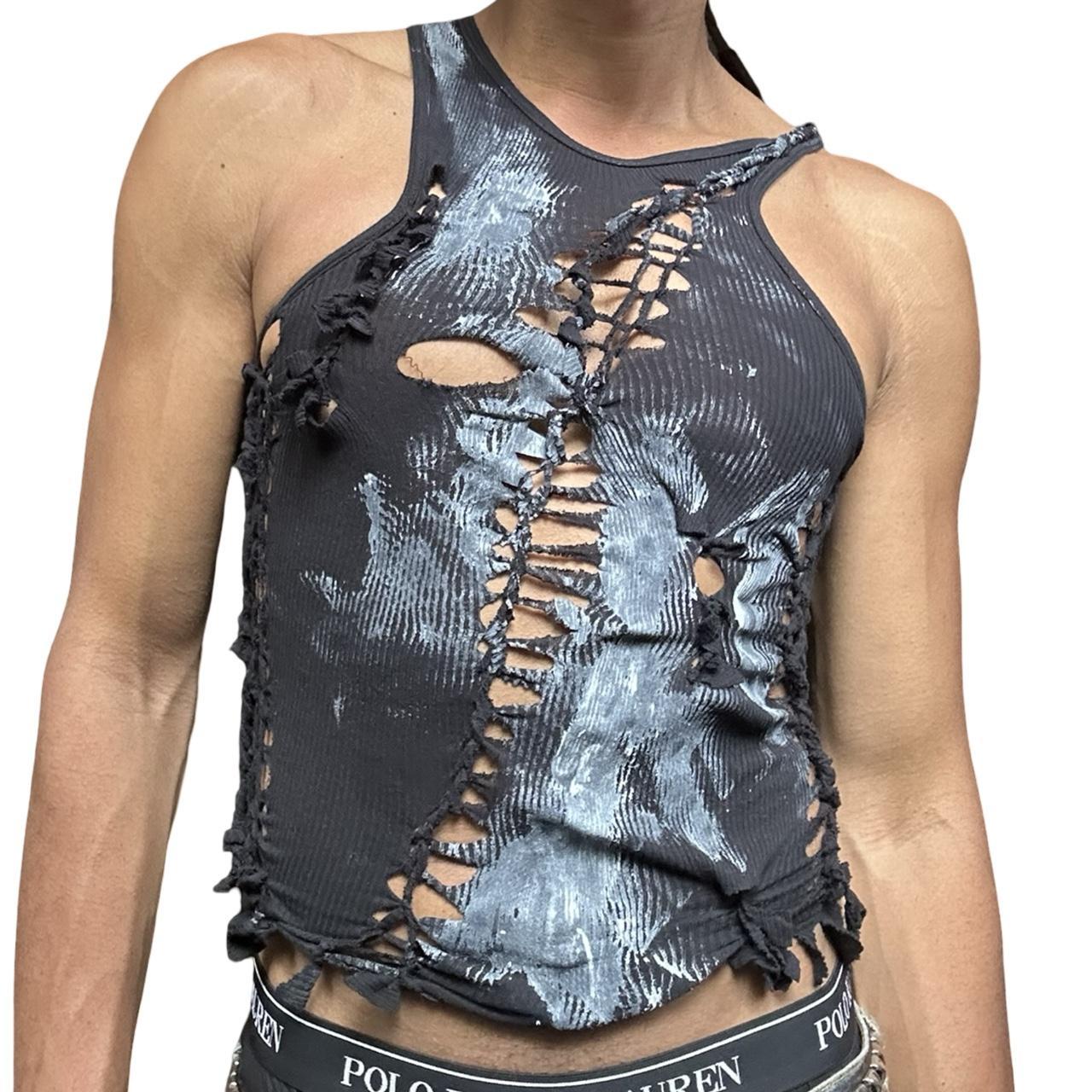 ASTROBOI* 'Shadow Play' Gildan Black Twist Braided Tank Top - front 2