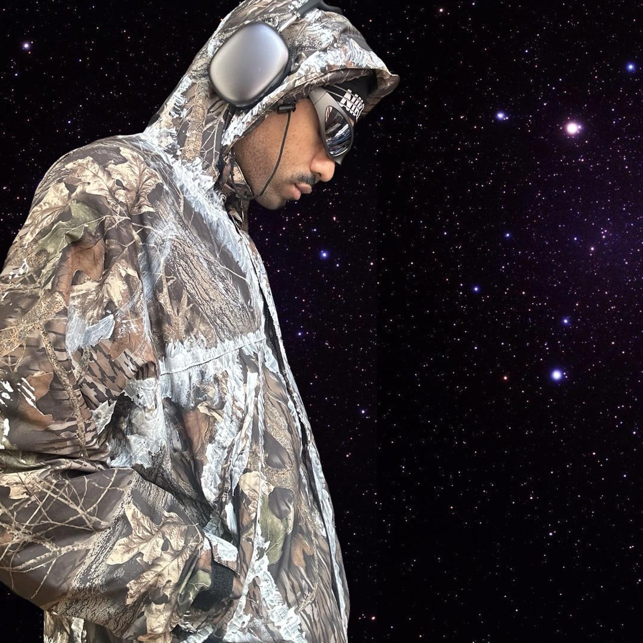 ASTROBOI* Brown Real Tree Camo Painted Windbreaker  - right detail 