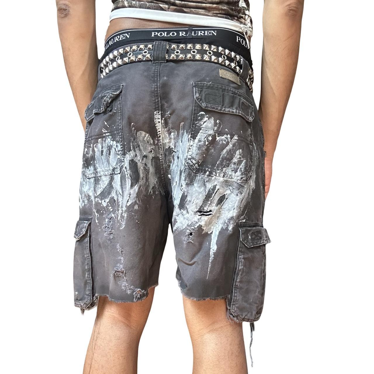 Cabelas Pained Faded Black Cargo Shorts - back 