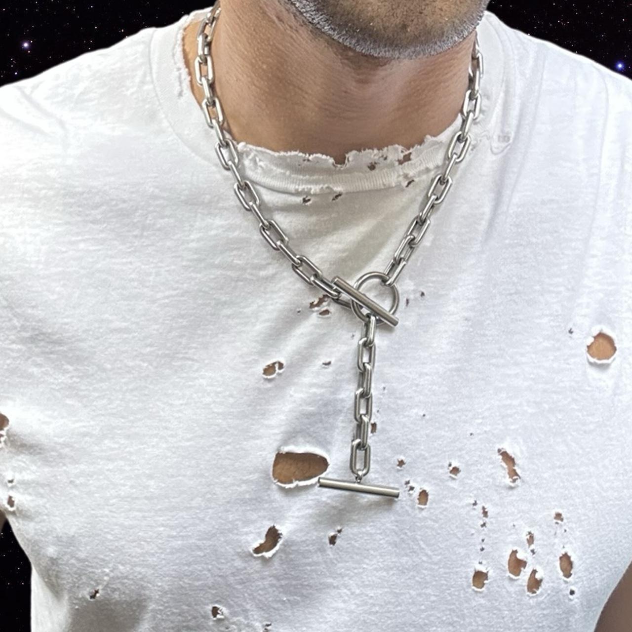ASTROBOI* x Gildan Perfect White Ripped Grunge Hybrid T-shirt Tank - collar 