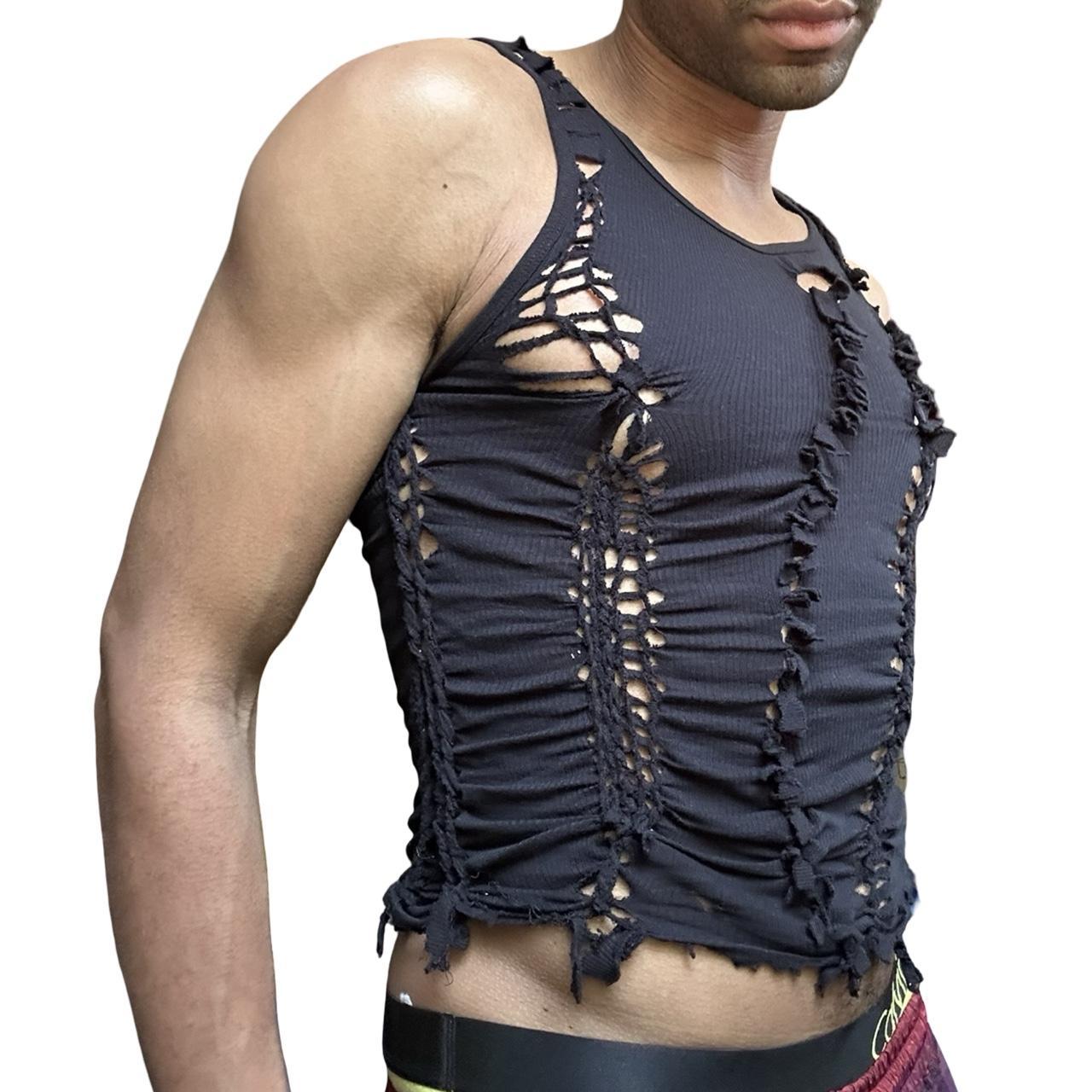 ASTROBOI* 'Morningstar' Black Twist Braided Tank Top – front detail 