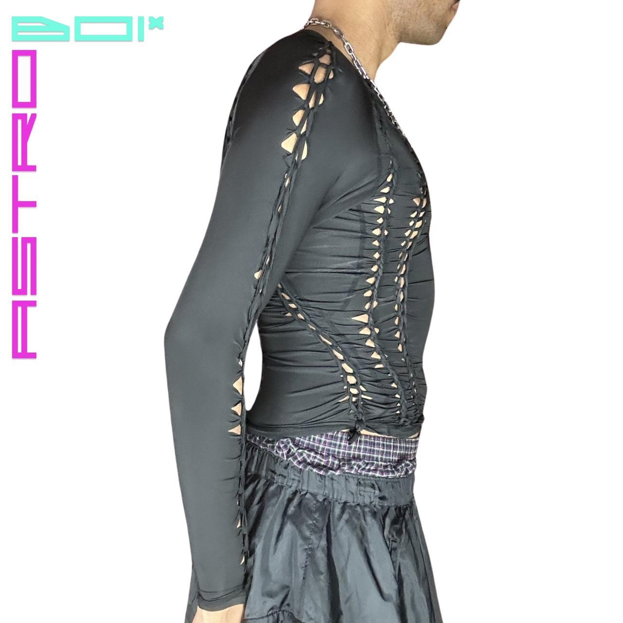 ASTROBOI* ASTRAL AURA BLACK BRAIDED LYCRA TOP _ LARGE