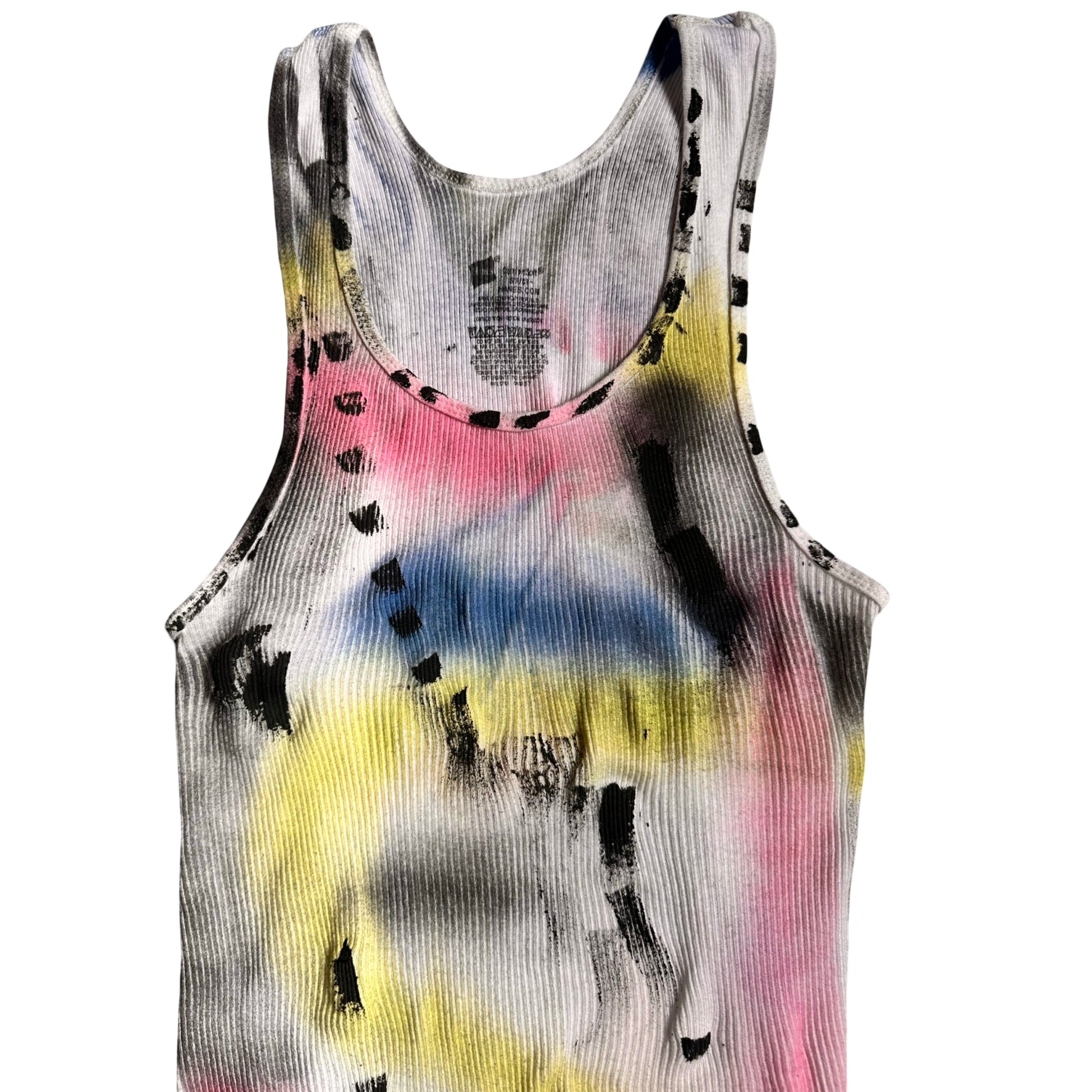 ASTROBOI x Hanes 'Lime Lite' White Ribbed Multicolored Graphic Tank Top –  flat front top