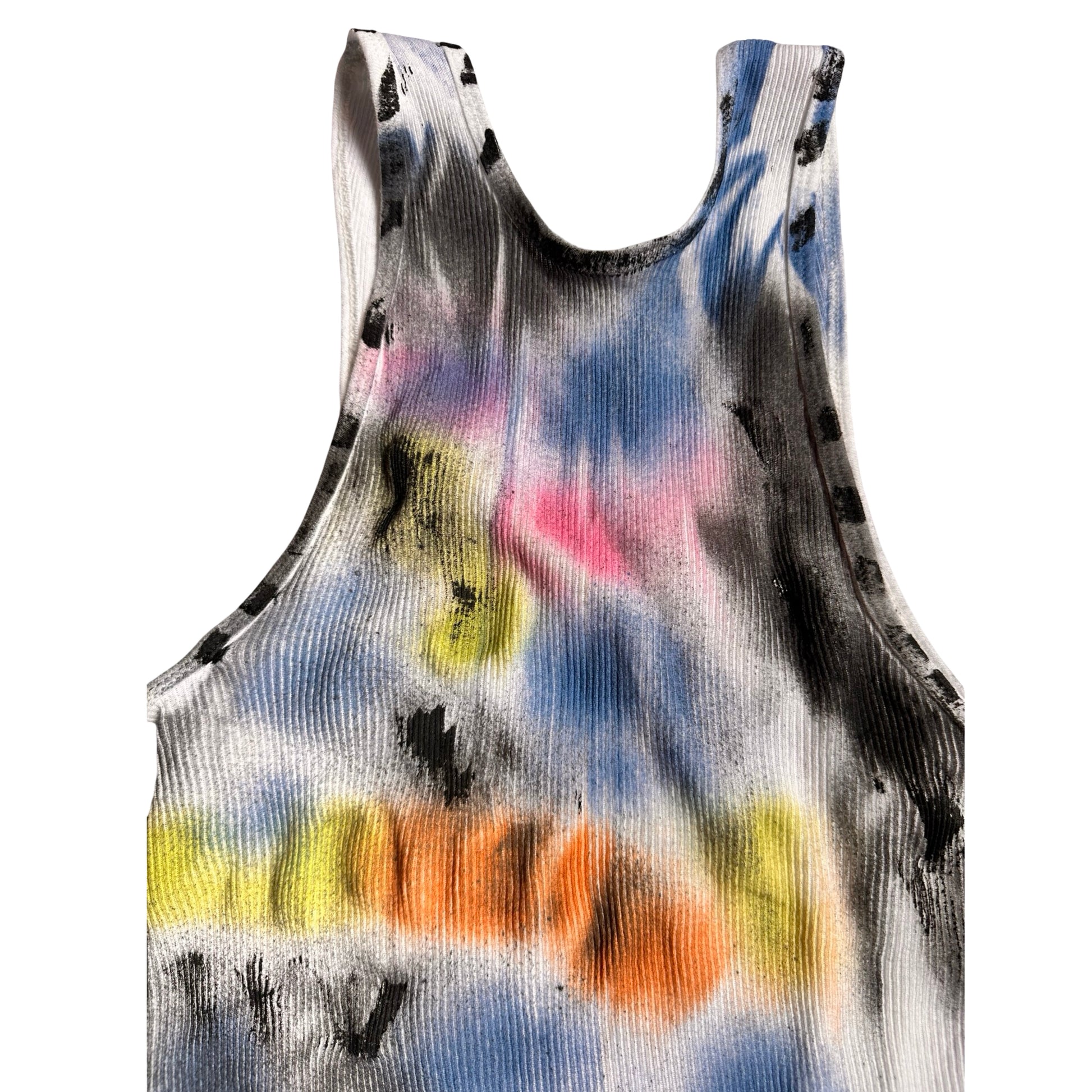 ASTROBOI x Hanes 'Lime Lite' White Ribbed Multicolored Graphic Tank Top –  flat back top 