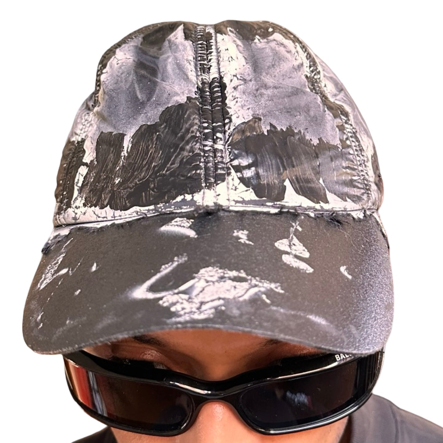 Black Nylon Painted Hat