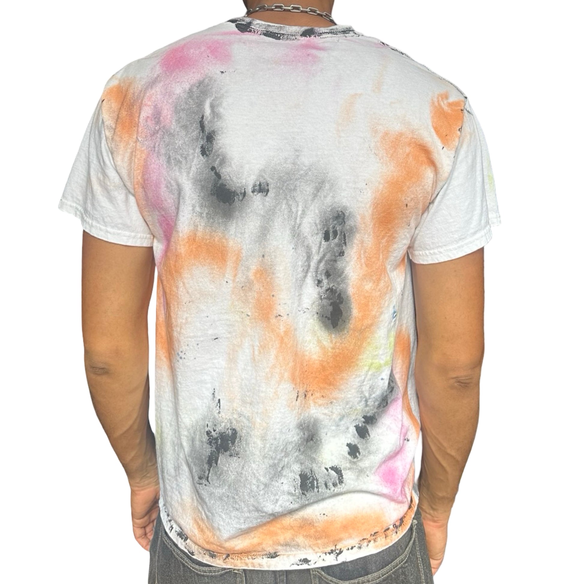 ASTROBOI* x Gildan 'Fields' White Painted Graphic T-shirt - back 